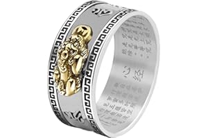 HJ HUAJ Feng Shui PiXiu Mantra Ring - Lucky Wealth Jewelry