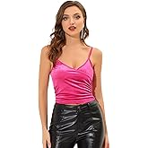 Allegra K Halloween Wrap Crop Top for Women's Party Spaghetti Strap Velvet Cami Tops