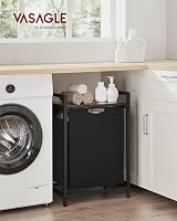 VASAGLE Laundry Basket 47 L Hamper with Shelf Pull-Out Liner 75 cm Ink Black view 2