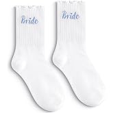Etercycle Bride Ruffle Socks, Cute Frilly Bridal Socks Wedding Wifey Gifts | Something Blue, Bride To Be Sock, Ankle Socks Engagement Bridesmaid Gift, Bachelorette Party Decorations, Honeymoon