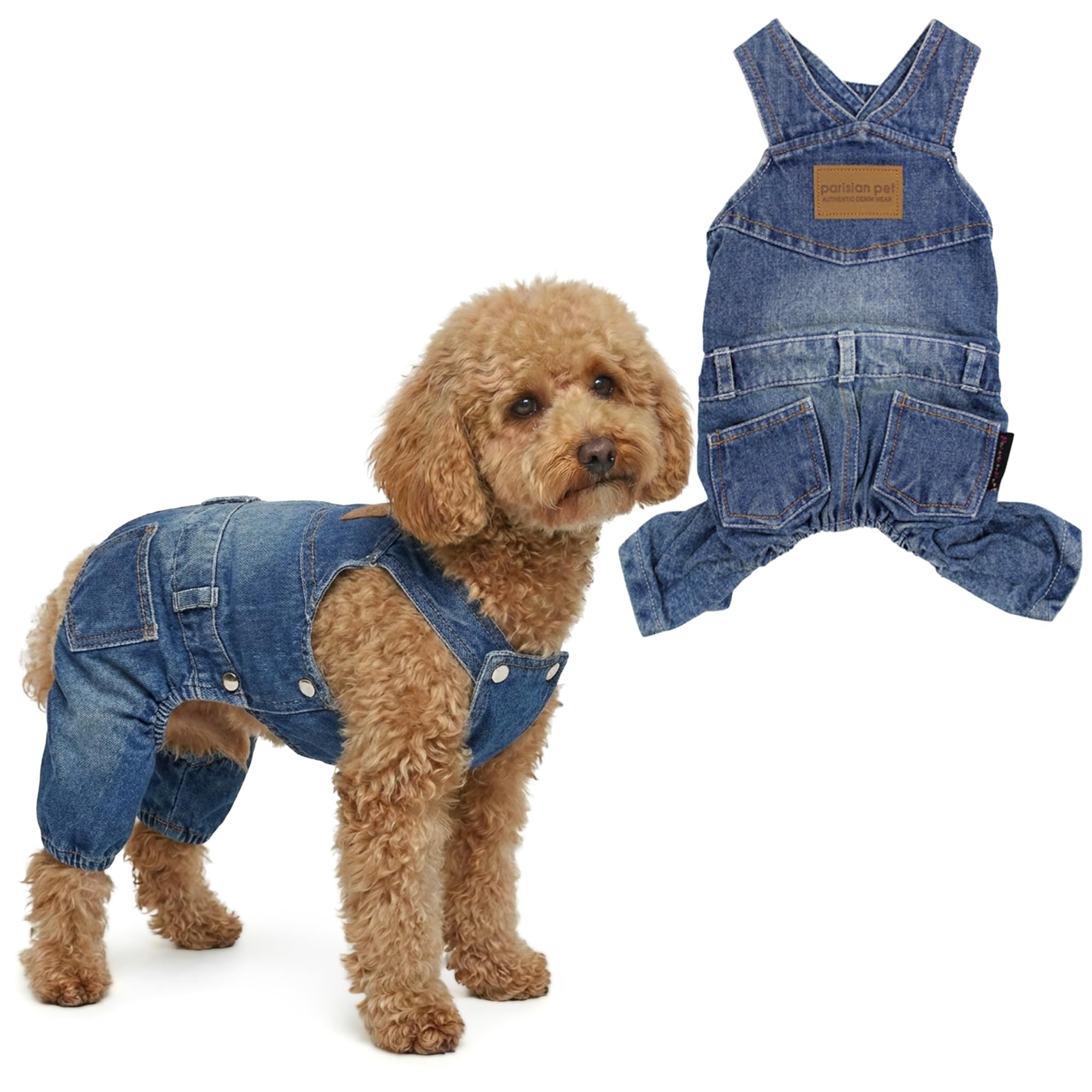 Parisian Pet Dog Clothes Cat Apparel Outfits Denim Overall, L