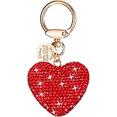 HJZHII Rhinestone Heart Keychain, Crystal Keychains for Women Bag Car Keys Aesthetic Charms Purse Accessories