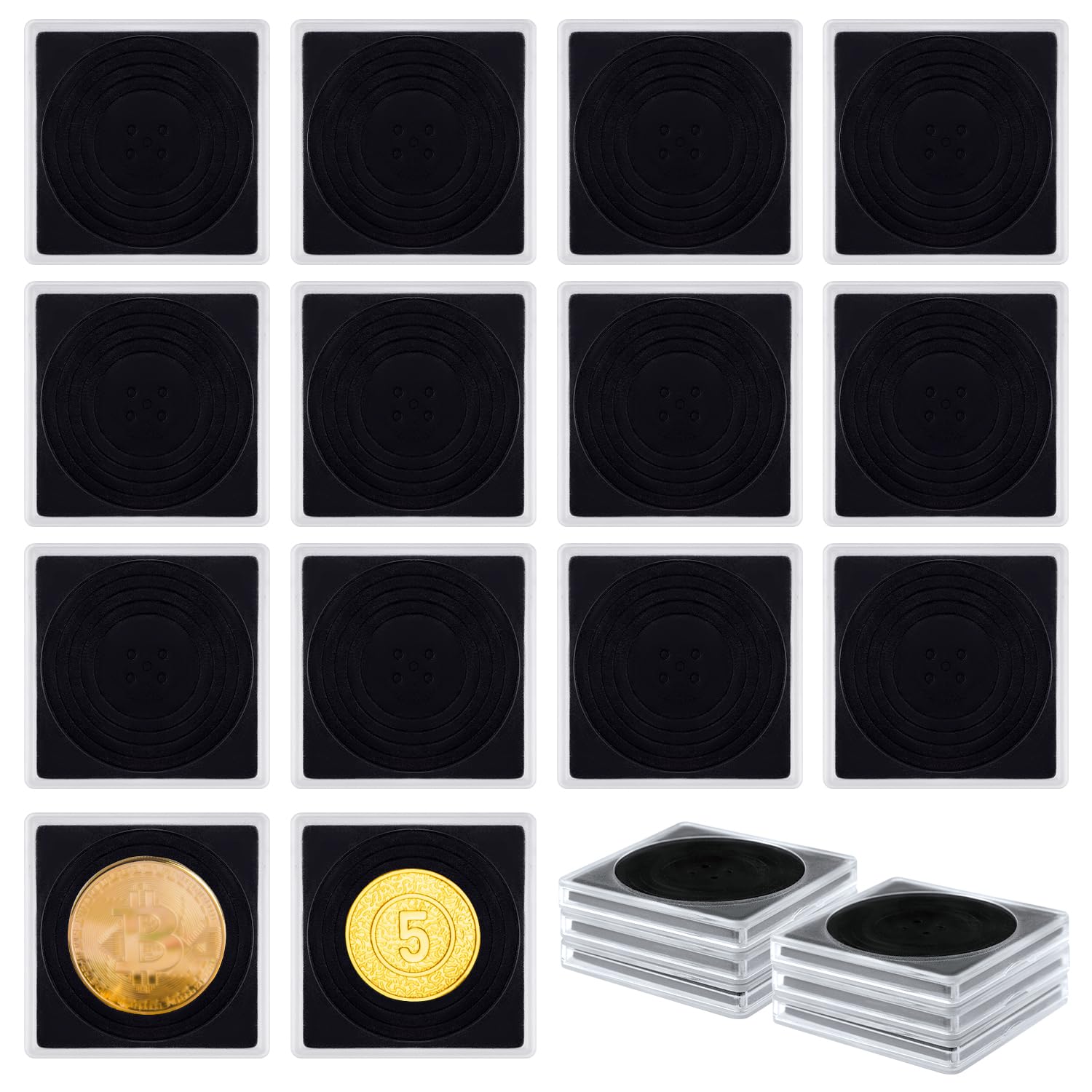 20pcs Acrylic Coin Collection Cases, 20mm-40mm Coin Snap Holders with Sponge Gaskets Adjustable Coin Cases Collection Display Storage Box for Collections, Events, Exhibitions