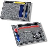 JEMINAL Slim Minimalist Front Pocket Men's Women's Canvas Wallet, Durable Nylon, 8-9 Card Positions, Cash Slot (Light Gray)