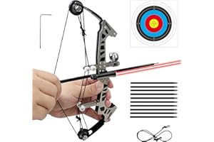 MLHMY Mini Archery Bow Set10.2 Mini Compound Bow Mini Hunting Bow Left and Right-Handed General Metal Material Catapult for Shooting/Practice Archery Entertainment Fun, Sliver