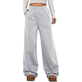 Aleumdr Womens Wide Legs Sweatpants Fleece Lined High Waisted Baggy Pants 2026 Trendy Casual Athletic Joggers with Pockets
