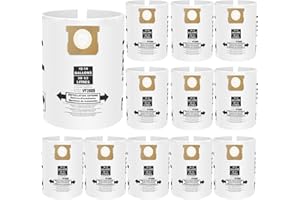BIHARNT 12 Pack VF2005 Vacuum Bags Compatible with Shop Vac Bags 10-14 Gallon, Type F 90662 9066200 ; Type I 90672 9067200,High Efficiency Disposable Fine Dust Collection Vacuum Filter Bags