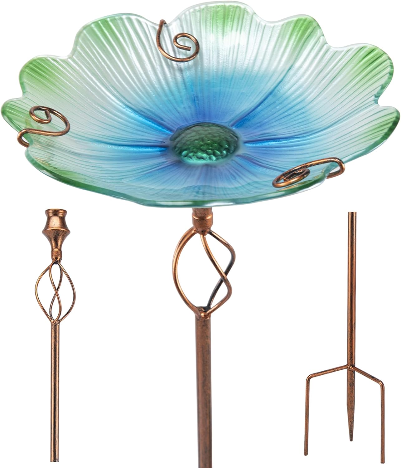 Backyard Birding & Wildlife - LuckySlycyc Bird Bath-Bird Baths for Outdoors,Glass birdbath,Birdbath for The Garden,Bird Bath Feeder,for Yard Outdoor Garden (35