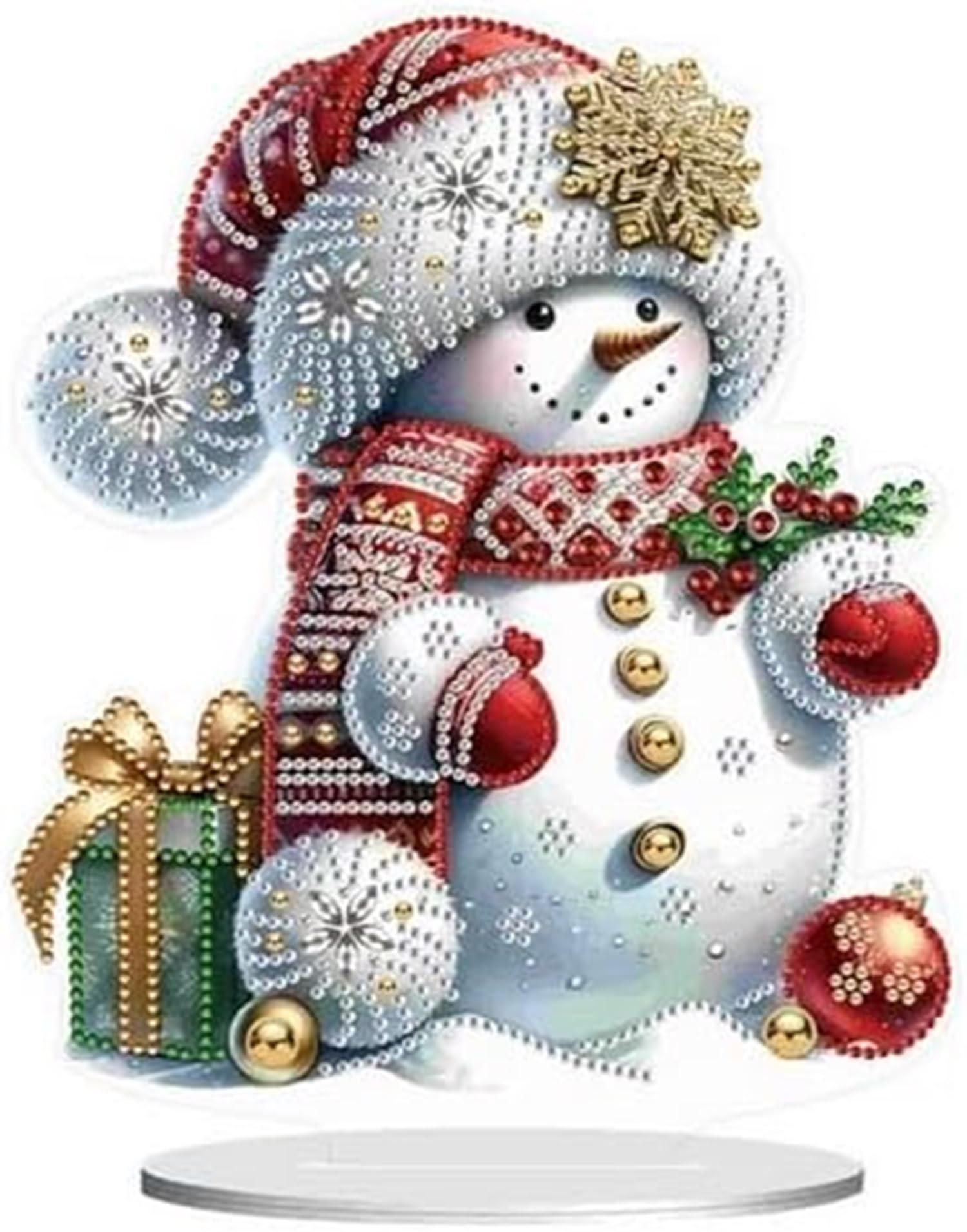 Syntego 5D Christmas Diamond Painting Kit I DIY Acrylic Snowman with Gifts Decoration I Crystal Rhinestone Craft Set I Art Kit for Xmas Tabletop, Gift, and Holiday Décor I for Adults & Beginners