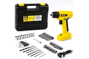 DOWELL 8V Cordless Drill Tool Set 58 PCS, Built-in LED, Variable Speed, Type-C Charge Cable, Blow Molded Case, for DIY, Home 