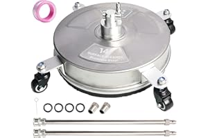 Hourleey 14" Pressure Washer Surface Cleaner, Stainless Steel Surface Cleaner with 4 Wheels for Concrete, Patio, Sidewalk, De