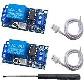 2-Pack 12V Single Bistable Self-Locking Relay Module with Start/Stop Button | Includes Screwdriver