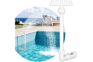 Awvlvwa Adjustable Pool Fountain with 5 Spray Heads – 360° Direction Control, Energy-Efficient Cooling Waterfall Sprinkler & Aerator for Above/In-Ground Pools – Decorative Water Feature (White-2)