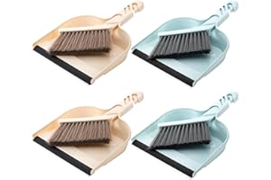 Jucoan 4 Pack Dustpan and Brush Set, Small Portable Handheld Dustpan and Brush Combo for Cleaning Home Office School Classroo