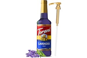 Lavender Syrup for Coffee & Cocktails 25.4 Ounces Torani Lavender Syrup for Coffee Drinks with Little Squirt Syrup Pump