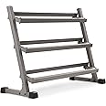 XMARK 3-Tier Dumbbells Weight Storage Rack, Holds 5-50 Pound Hex Dumbbells Weight Set (10 Pairs Capacity), Gray or Black