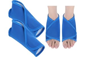 MXNSLWA Castor Oil Pack Wrap for Ankle Support 2pcs, Adjustable Ankle Wrap for Plantar Fasciitis Relief, Reusable Plantar Fasciitis Brace Castor Oil Compress, Gifts for Men Women Mom Dad Wife, Blue