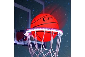 OMOTIYA Size 7 Glow in The Dark Basketball with LED Light Strip for Basketball Hoop, Light Up Basketball for Kids, Waterproof LED Basketball Hoop Lights, Basketball Accessories, Orange