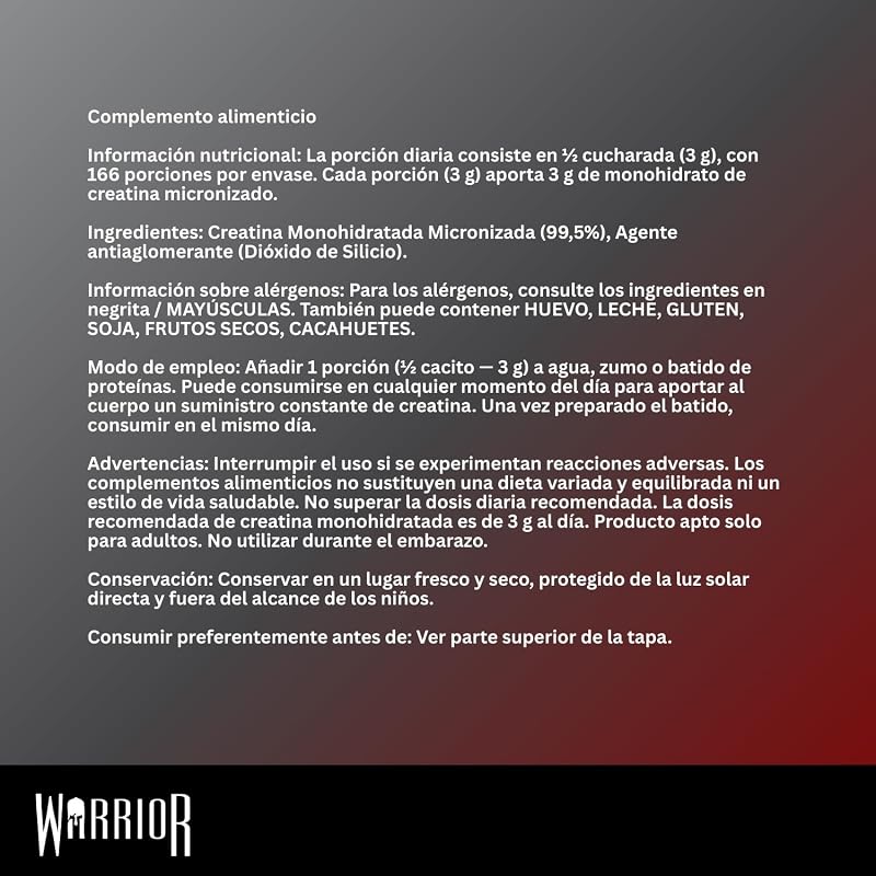 Creatina Monohidrato Polvo 500 g, Vegana – Sin Sabor (Neutro)