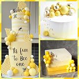 ASTARON Pack of 20 Yellow Cake Decoration Balls Mini Balloon Toppers view 5