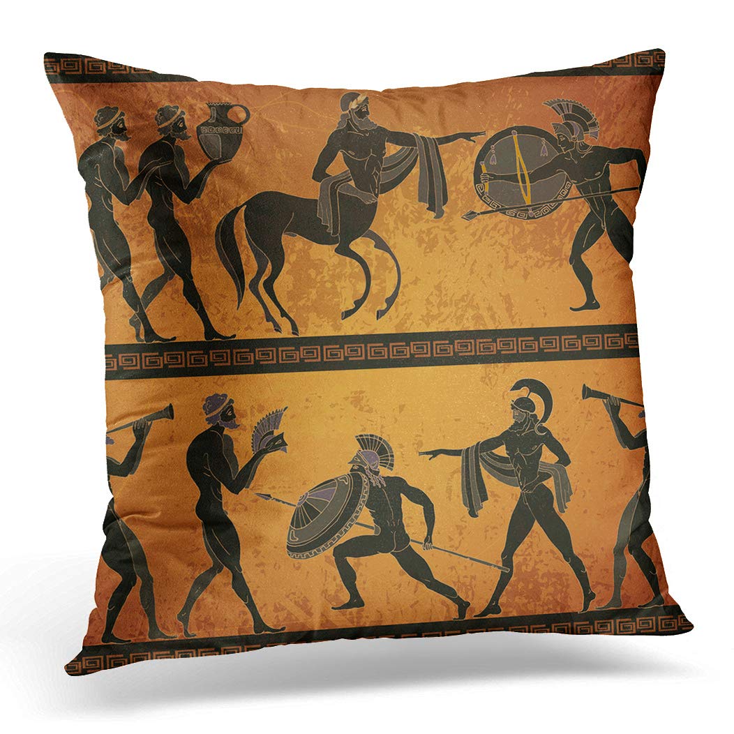 Topyee Cushion Cover Ancient Greece Scene Black Figure Pottery Greek Mythology Centaur 45x45cm/18x18 Inch Home Decor Throw Pillow Cover Square Pillowcase for Bed Sofa