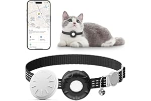 HONGTOP H Cat GPS Tracker, Waterproof Pet Tracker for Cats, Cat GPS Tracker Collar with Safety Elastic Buckle, Works with Any Collar,Compatible with Apple Find My App (Only iOS), No Monthly Fee, Black