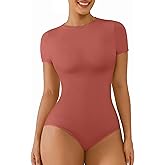 FeelinGirl Shapewear Bodysuit Compression Body Suits Women's Bodysuits High Neck Short Sleeve Plus Size Body Suit Body Shaper
