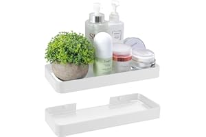 Z metnal Small Glass Bathroom Shelves, Floating Shelf, Mini Wall Shelf for Bathroom Organizer, Wall Mounted, White, 12 inch / 30cm