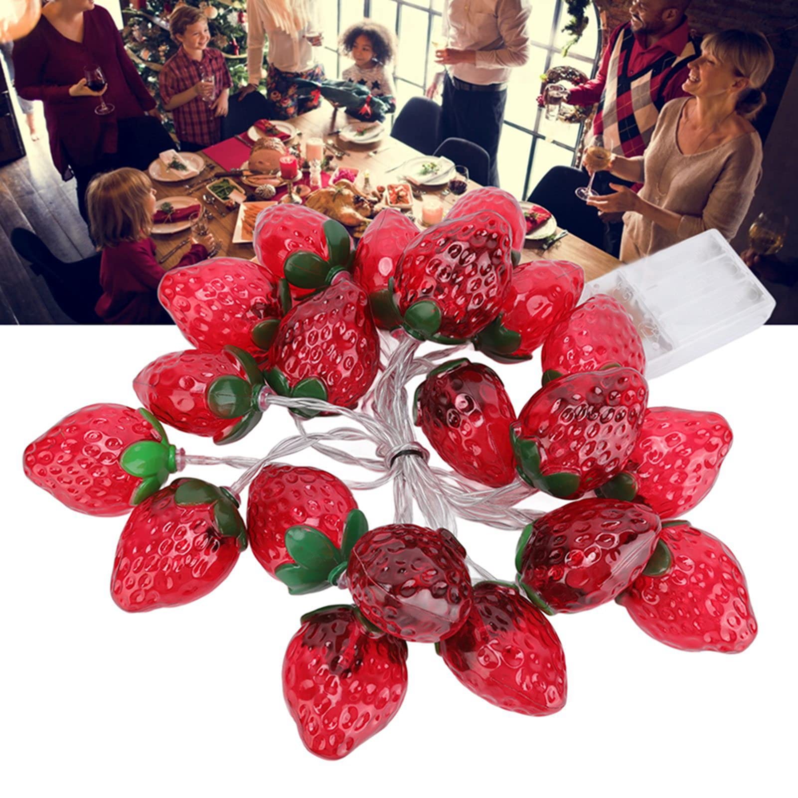 Photo 1 of 20LED Fruit Strawberry String Lights, Christmas Lights Outdoor, 9.8ft Fruit String Lights,Battery Operated Strawberry String Lights,Indoor Decor String Lights for Home Yard Patio