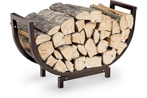 Dicasser Firewood Rack Outdoor and Indoor Firewood Storage, 24 INCH Double Coated Fire Wood Organizer, Waterproof Rustproof Stable Log Holder and Fireplace Decor, Bronze