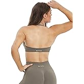 NEWVISISTER NVS Sports Bras for Women Open Back Amplify Halter Bra Adjustable Straps Padded Seamless Workout Crop Tops