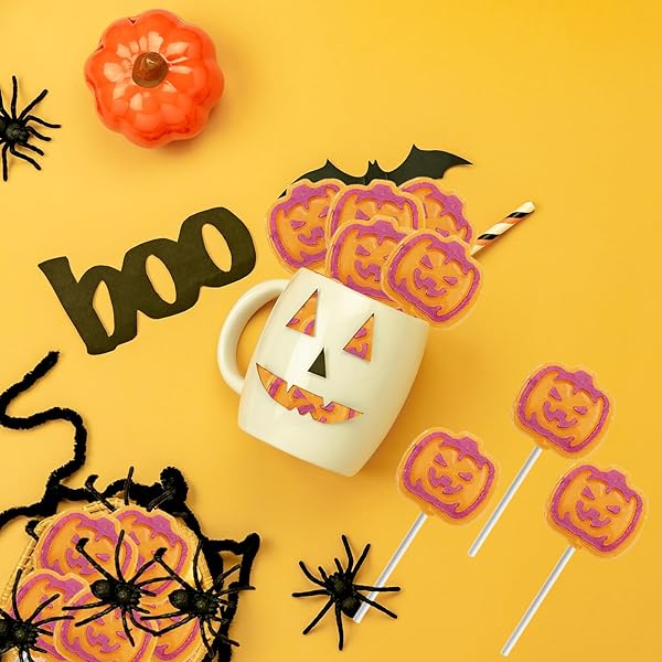 FRUIDLES ORANGE PUMPKIN TATTOO LOLLIPOP SUCKERS CANDY, GREAT FOR GOODY PARTY BAG FILLERS, INDIVIDUALLY WRAPPED (HALF-POUND)