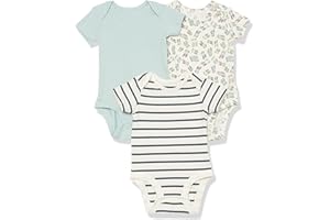 Amazon Essentials Unisex Babies' Cotton Stretch Jersey Short Sleeve Bodysuit (Previously Amazon Aware), Pack of 3