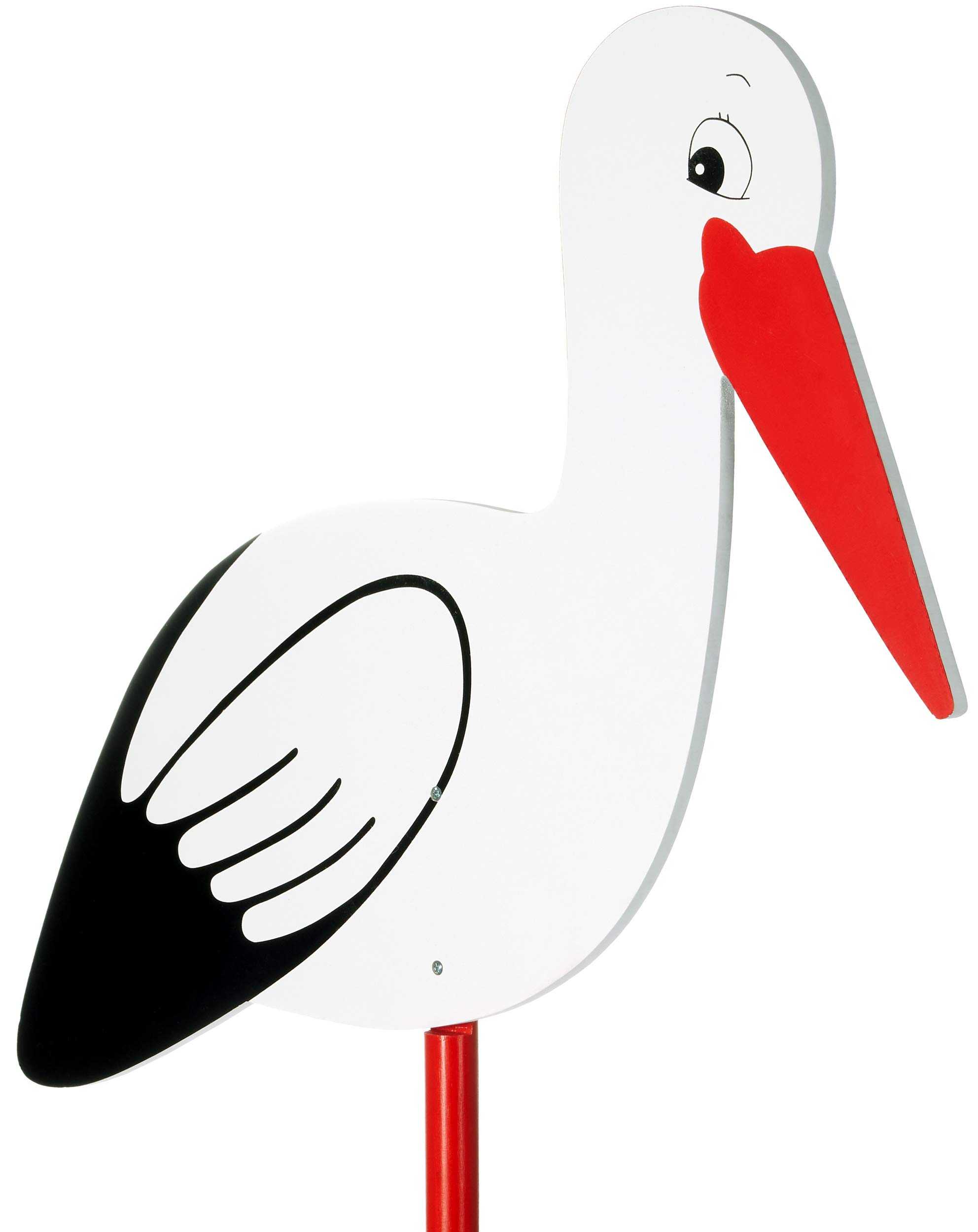 Big Wooden Stork - Indoor and Outdoor Rattle Stork - Birth Baby Stork for Outside - Birth Gift Wooden Stork 40 Inches Big, Printed on Both Sides