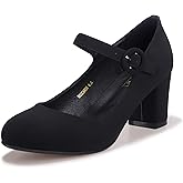 IDIFU Women's Candy Dress Mary Jane Shoes Low Block Heels Closed Round Toe Office Work Church Wedding Pumps