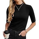 PrinStory Womens Tops Summer Short Sleeve Shirts Business Dressy Casual Pullover Tops for Women 2025 Trendy