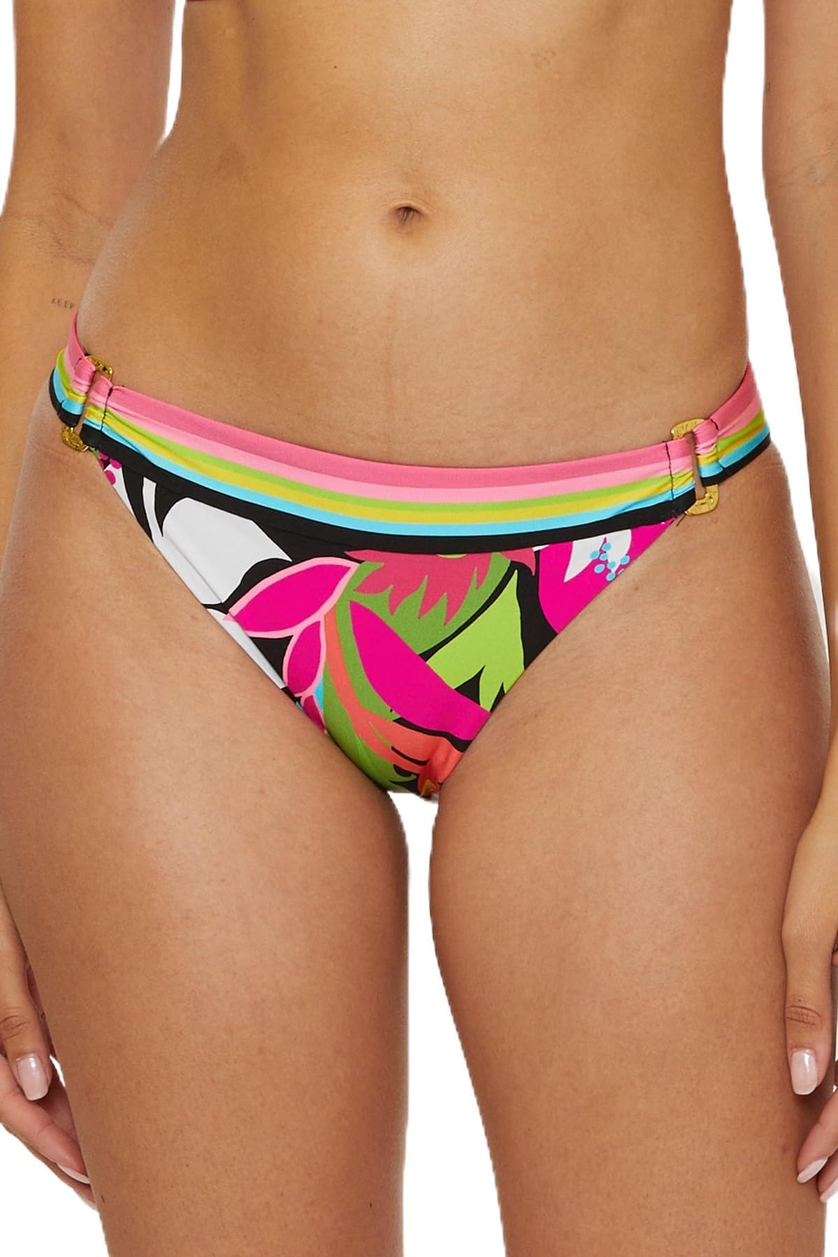 Photo 1 of *size 6* Trina Turk Women's Standard Tiki Hipster Bikini Bottom, Floral Print, Cheeky Coverage, Swimwear Separates, Multicolor