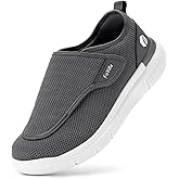 FitVille Diabetic Shoes for Men Extra Wide Slip-on Shoes for Swollen Feet Adjustable Walking Shoes for Elderly Foot Pain Relief Neuropathy - EasyTop Wings