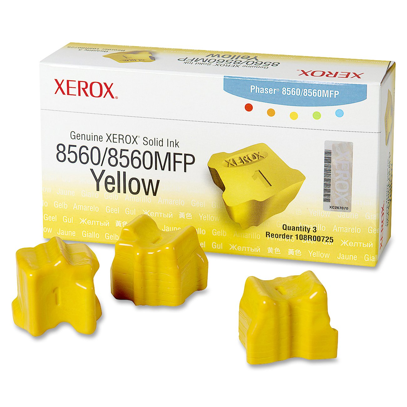 Xerox Phaser 8560/8560 MFP Yellow Solid Ink (3,400 Pages) - 108R00725