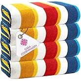CASA COPENHAGEN Bora Bora Beach Towels Designed in Denmark Rough and Tough, Quick Dry, for Pool, Bath & Shower 30x60 inches 4 Pieces Cotton Beach Bath Towels Set - Yellow