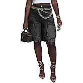 KWSTAIN Denim Shorts Women High Waisted Summer Bermuda Stretchy Cargo Jean Casual Baggy Raw Hem Jorts with Pockets for Women