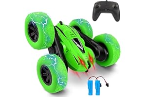 DIKAYI Remote Control Car, Bukm RC Stunt Cars, 4WD 2.4Ghz Double Sided 360° Flips Rotating Vehicles, Off Road Stunt Car for 3 4 5 6 7 8-12 Year Old Kids Boys Girls Christmas Birthday Gift (Green)