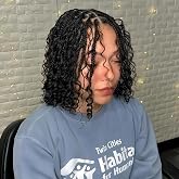 Eerya Long Curly Braiding Hair 10 Inch 2 Packs Ocean Wave Crochet Hair for Black Women Deep Wave Braiding Hair for Boho Braids(10inch,#1B)