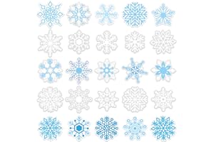 MARFOREVER 50 PCS Winter Gel Window Clings Stickers Reusable Christmas Snowflake Thick Gel Clings Decals for Kids Classroom Home Winter Christmas Party Supplies Window Glass Decorations