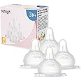 YOHKOH Baby Bottle Nipples for Wide Neck Bottles, 100% Natural Feel Silicone Nipples, BPA-Free (3m+, M, 4 Counts)