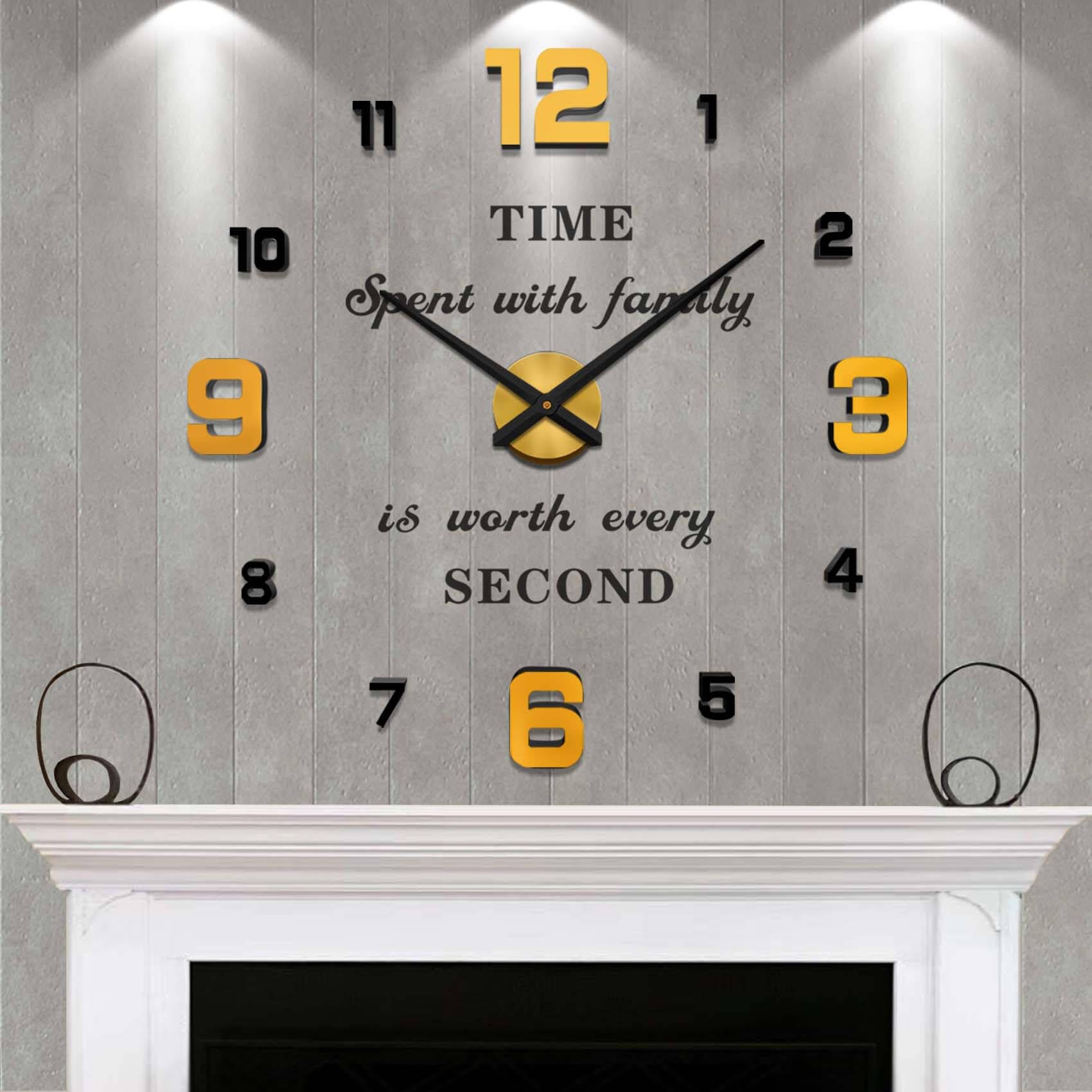 VANGOLD Modern Mute DIY Frameless Large Wall Clock 3D Mirror Sticker Metal Big Watches Home Office Decorations
