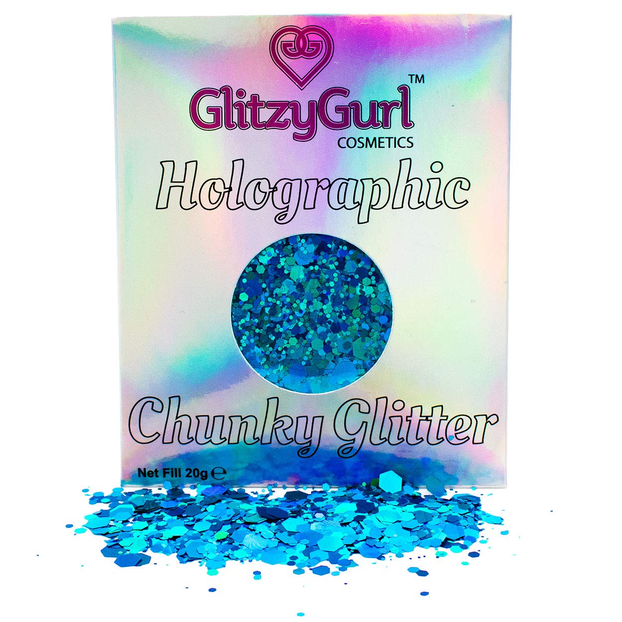 20g Holographic Chunky Glitter GlitzyGurl Festival Glitter Cosmetic Face Body Hair Nails