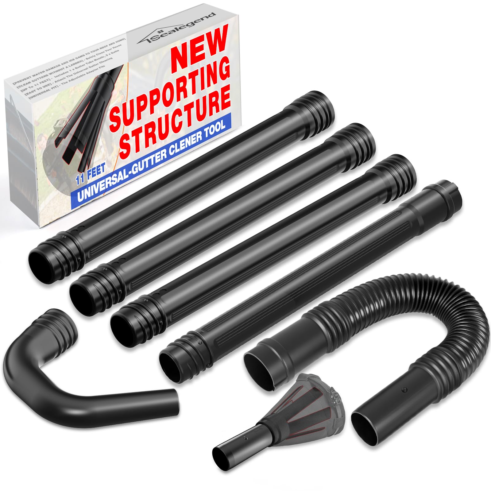 Photo 1 of **MISSING PIECES** Sealegend Universal Leaf Blower Gutter Attachment, Gutter Cleaning Tools from Ground with Suppotive Structure and Telescopic Hose All-Round Cleaning, 11 Feet