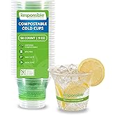 Responsible Products Clear Cold Cup, Certified Compostable and Made from 100% American Biobased Materials, No-PFAS Added &amp; BPA-Free (9 oz Cups (50 Count))