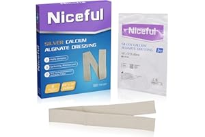 Niceful 5 Pcs Silver Calcium Alginate Wound Dressing 0.8"x12", Ag Calcium Alginate Rope with Silver, HSA FSA Eligible, High Absorbent Dressing Non Stick for Pressure Ulcer